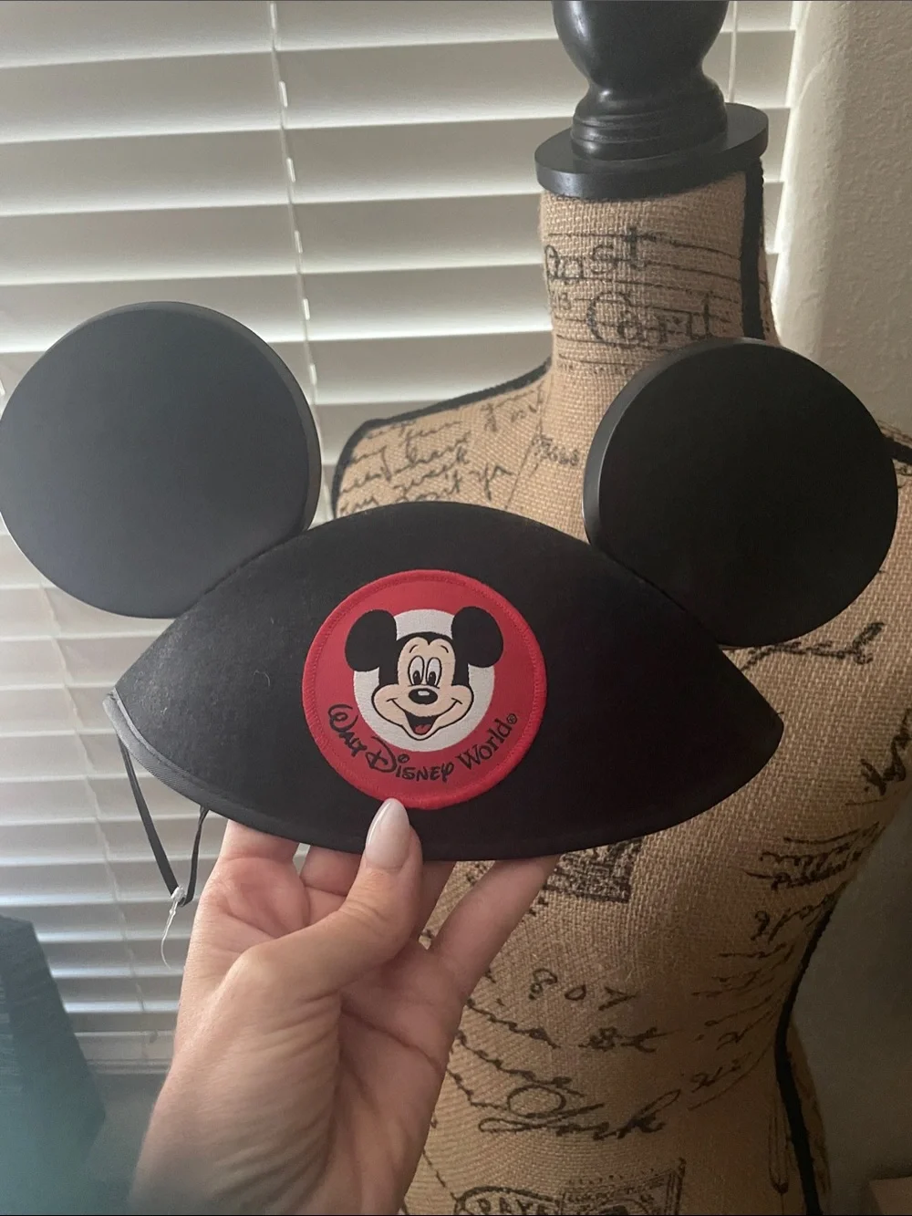 Brand New Adult Disney Black Mickey Mouse Ear Headband with Red Patch